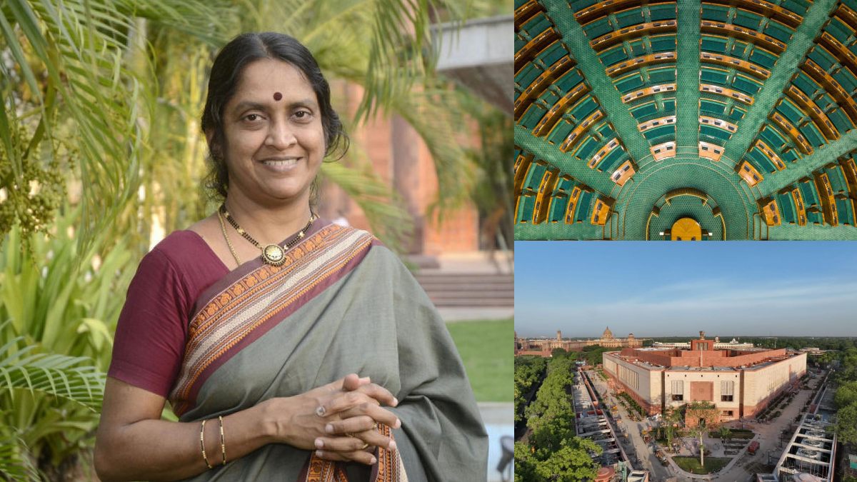 Sudha Seshayyan hosting a national wide live telecast of new parliament inauguration ceremony Sudha Seshayyan hosting a national wide live telecast of new parliament inauguration ceremony