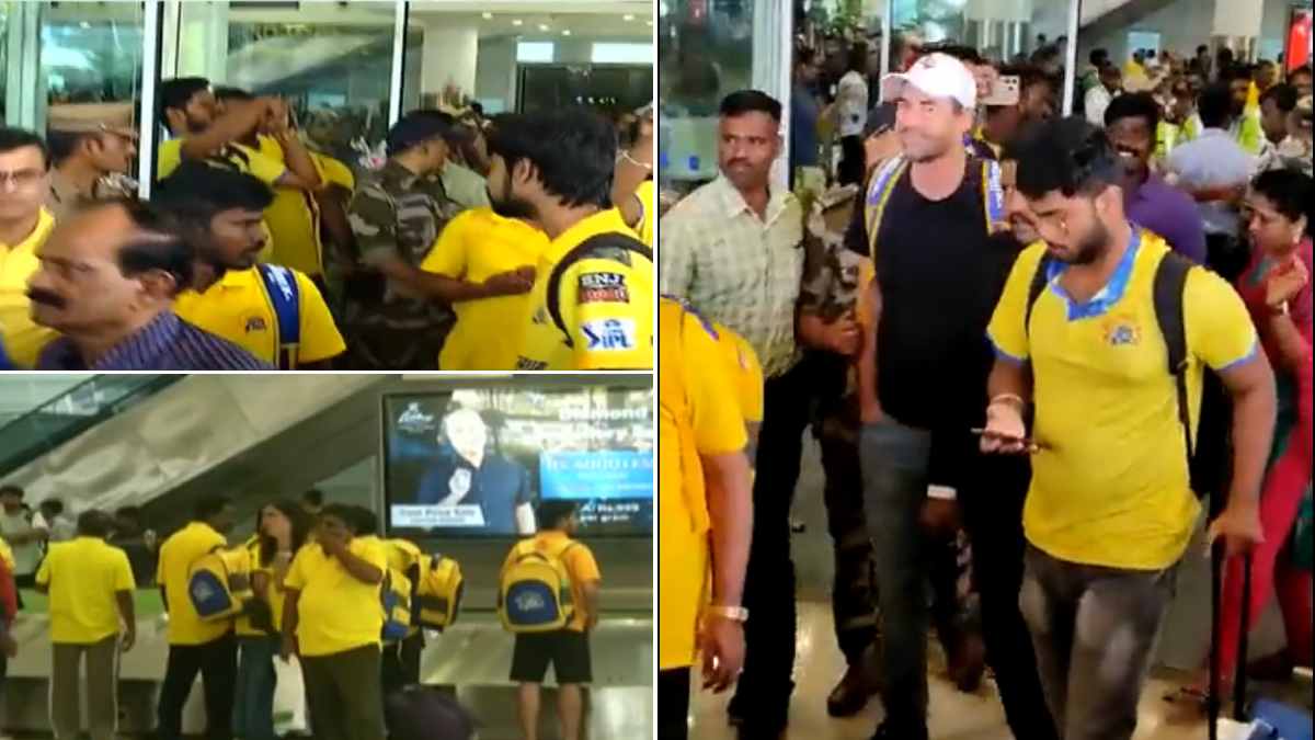 CSK team comes to chennai : fans gathered at airport 