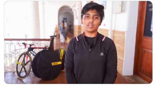  Minister Udhayanidhi Stalin Gifts Rs 14 Lakh Racing Bicycle to Cyclist Tabitha 