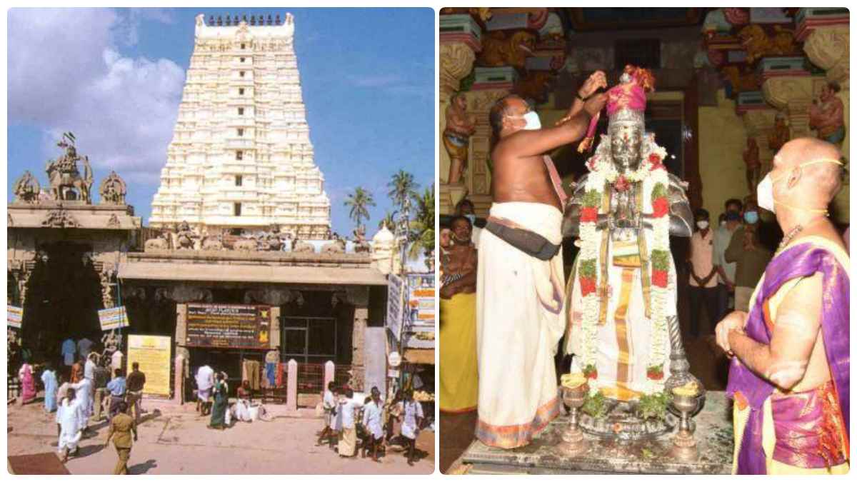 Rameswaram Ramanathaswamy temple pradistai dinam Rama killed the ten headed Ravana with a sword Rameswaram Ramanathaswamy temple pradistai dinam Rama killed the ten headed Ravana with a sword