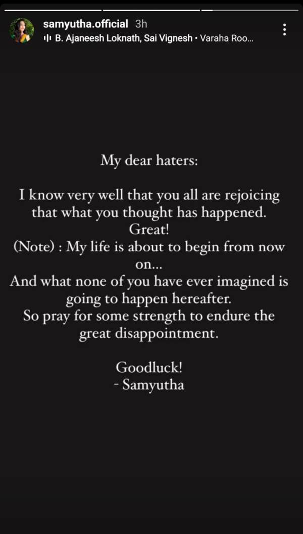 Serial Actress Samyukthas Post on Divorce Controversy 