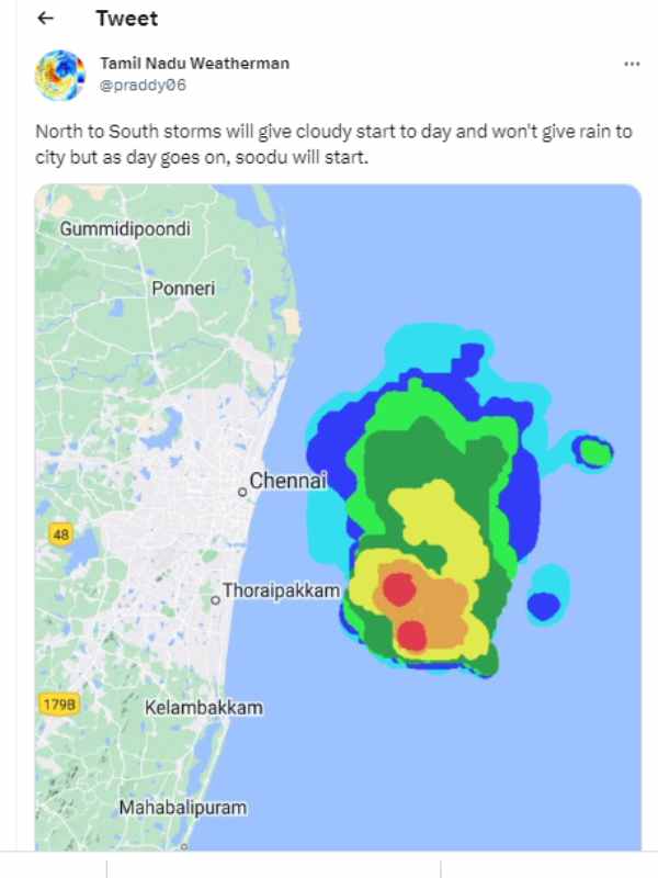Tamilnadu Weatherman says that Soodu will start in Chennai City 