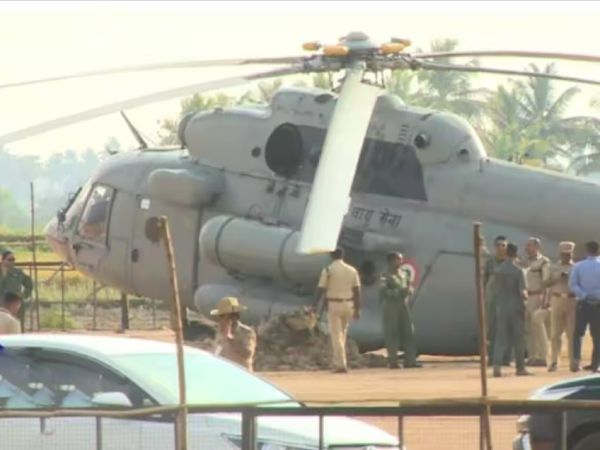 video: PM Modis escort helicopter gets stuck in mud in karnataka