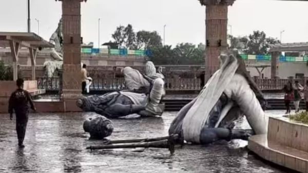 Strong wind damages 6 Saptarishi idols at Ujjain’s Mahakal Lok corridor Strong wind damages 6 Saptarishi idols at Ujjain’s Mahakal Lok corridor
