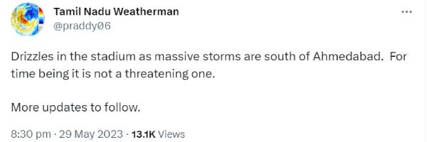  Will Rain affect IPL finals between CSK and Gujarat waht tamilnadu weatherman says