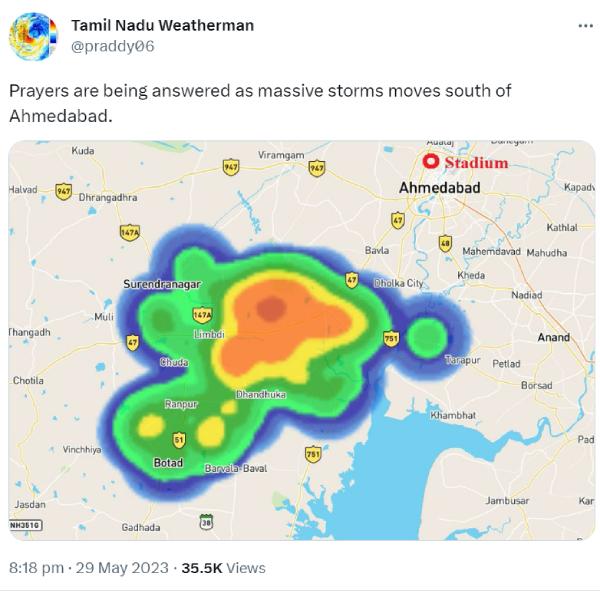  Will Rain affect IPL finals between CSK and Gujarat waht tamilnadu weatherman says