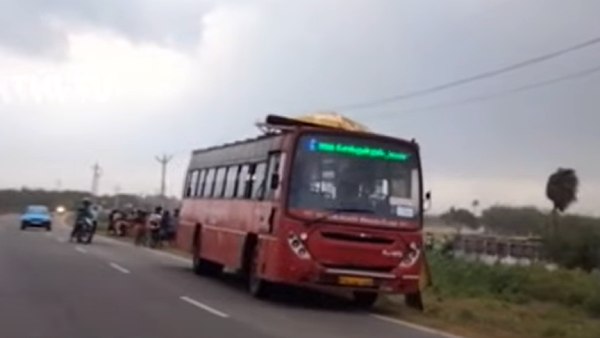 Chennai Corporation Government bus roof blown off due to wind in Thiruvallur 
