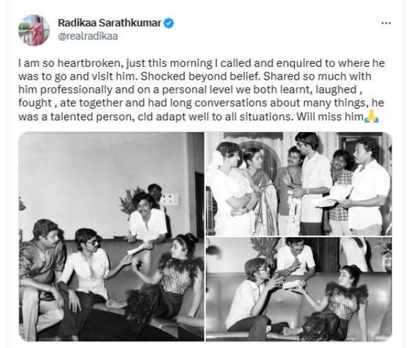 Actress Radhika posted a post and photos on actor Mano bala death