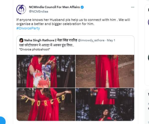 Mens association registers to find husband of actress Shalini who did divorce photo shoot