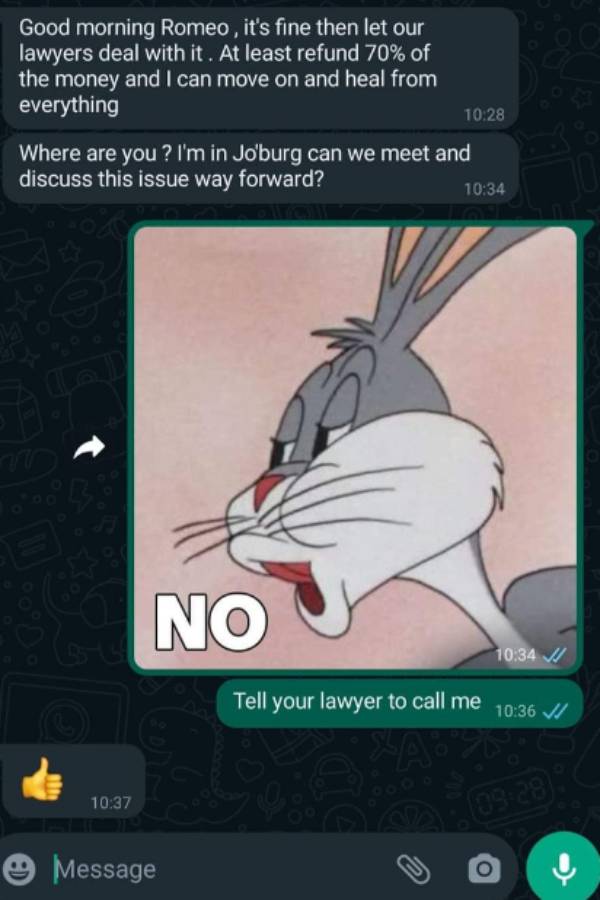 I am divorced, Refund my money- woman asked the wedding photographer Bizarre incident in Durban 