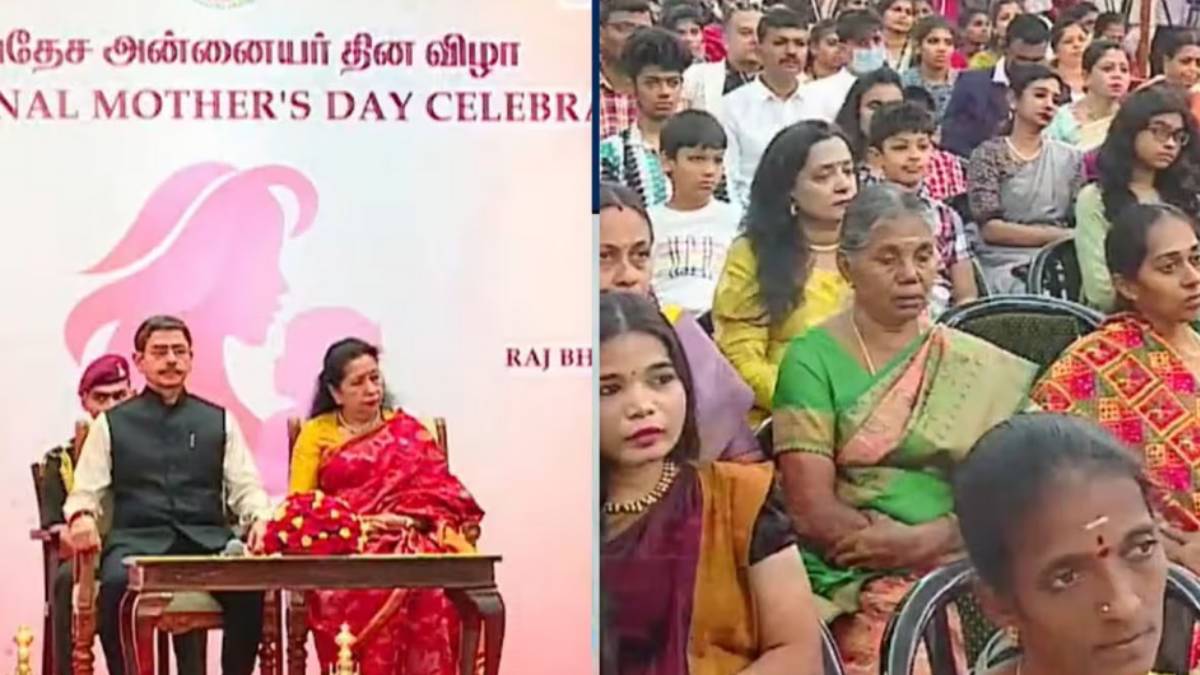 Governor R.N.Ravi touches the feet of Para Olympic cricket players mother Governor R.N.Ravi touches the feet of Para Olympic cricket players mother