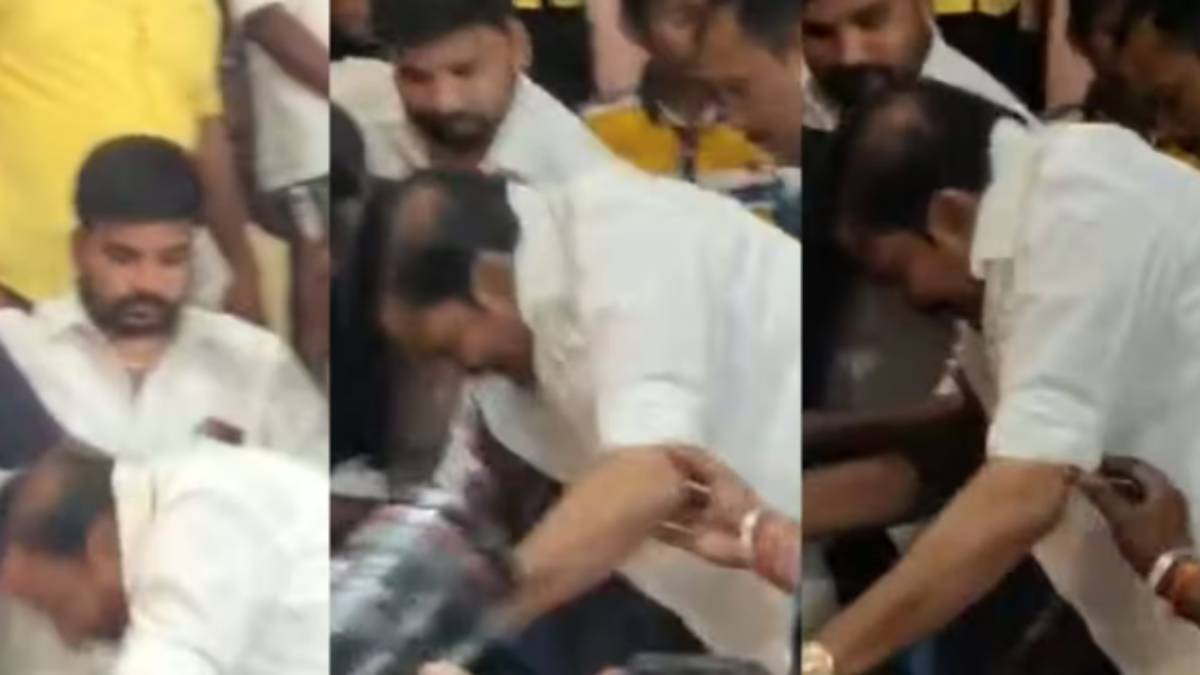 Minister K.N.Nehru fell while he was walking to stage 