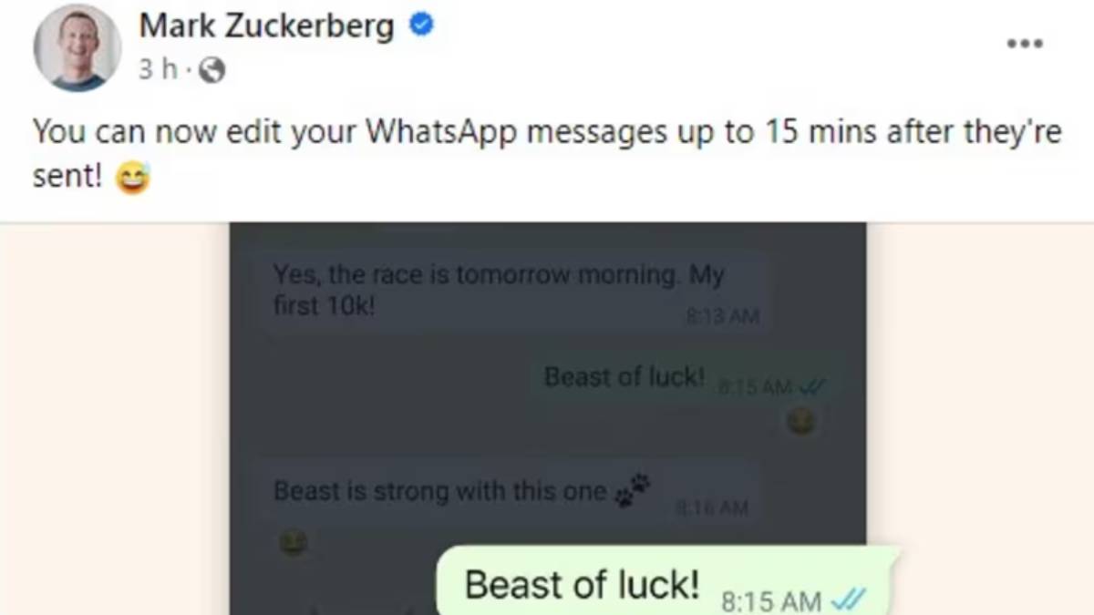 how can i edit WhatsApp message in 15 minitues ? metta ceo Mark Zuckerberg explains 