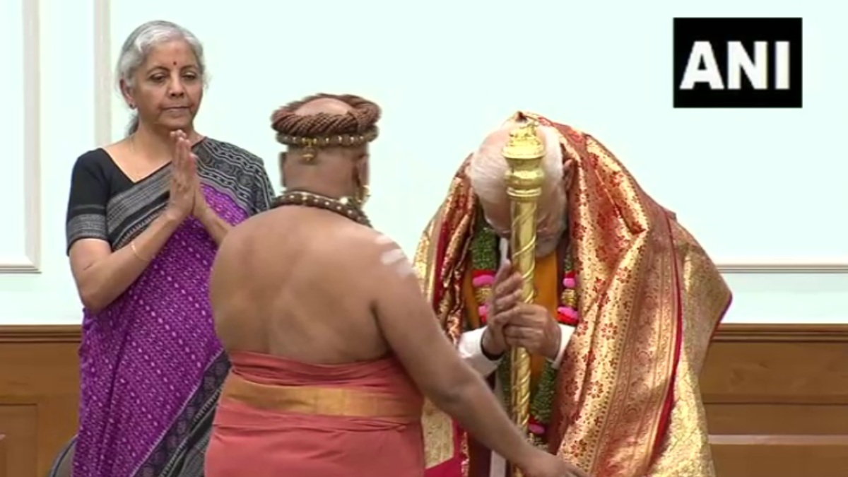 Adheenams handover the Sengol to the Prime Minister