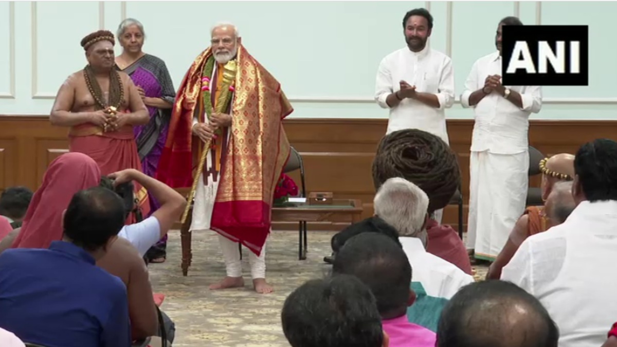 Adheenams handover the Sengol to the Prime Minister