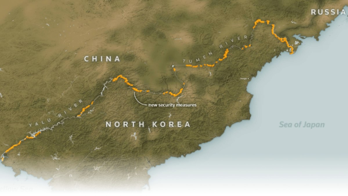 North Korea building a massive wall along china Russia border, since 2020 
