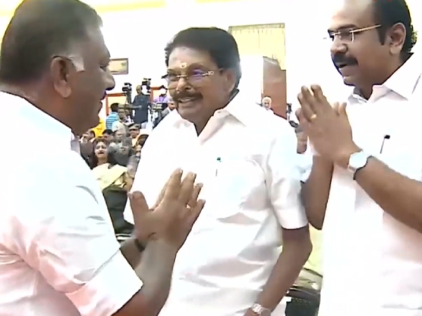 O Panneerselvam close with dmk ministers: Thangam Thanarasu took OPSs hand 