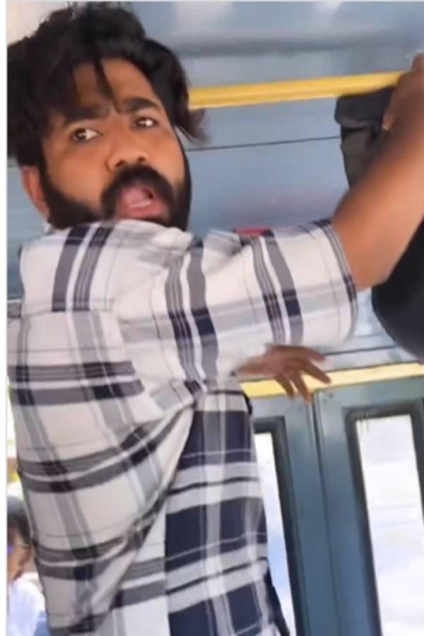 A beard man did obscene signals on Actress Nandita Shankara 