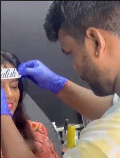 Excellent lovable video and husbands name on forehead woman by tattoo 
