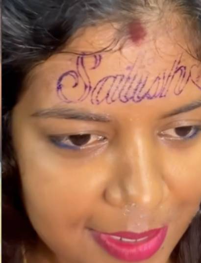 Excellent lovable video and husbands name on forehead woman by tattoo 