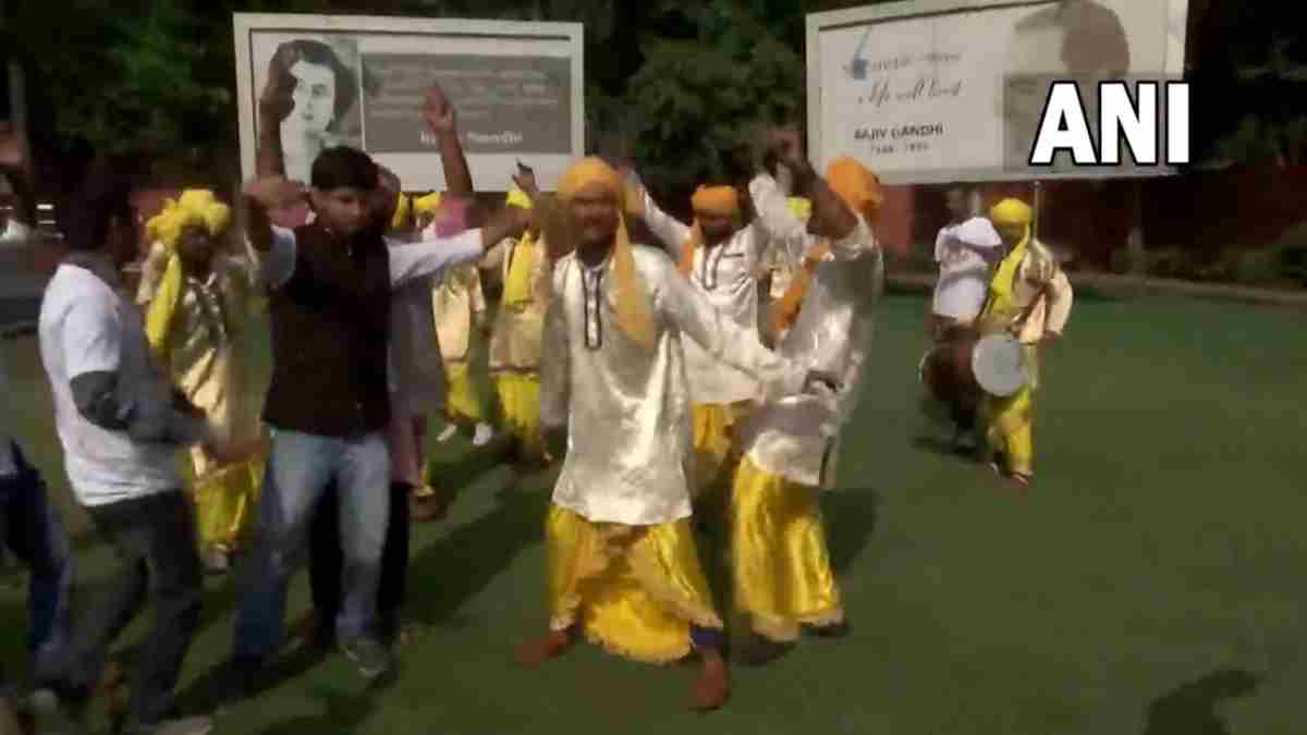 Celebrations underway at national headquarters of Congress party in New Delhi Celebrations underway at national headquarters of Congress party in New Delhi