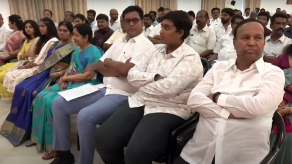 Minister TRb Raja : TR Balu and his family sat in the front row to enjoy their sons inauguration