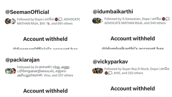 Naam Tamilar Seeman and other members twitter account has been with held