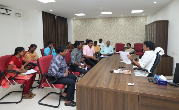 Minister Anbil Mahesh patiently listened to the demands of the teachers unions 