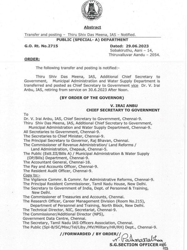 Tamil Nadus new Chief Secretary Shivdas Meena? The notification is out today 