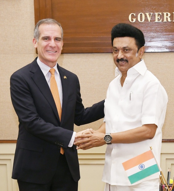 US Ambassador Eric Garcetti meets CM Mk Stalin 