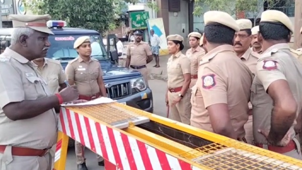 police have been deployed at various places in Karur due to tension after senthil balaji arrest police have been deployed at various places in Karur due to tension after senthil balaji arrest
