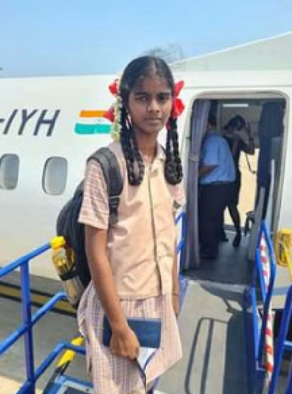 Government school head mistress taking student on plane Government school head mistress taking student on plane