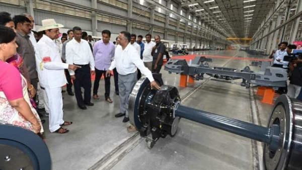 Telangana Chief Minsiter Chandrashekhar Rao inaugurates Medha Rail Coach Factory