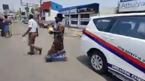 Chennai Police took action against SI who breaks pumpkin in road to reduce accident Chennai Police took action against SI who breaks pumpkin in road to reduce accident