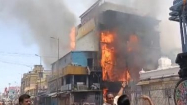 Massive fire at shop near Tirupathi Govindarajasamy Temple 