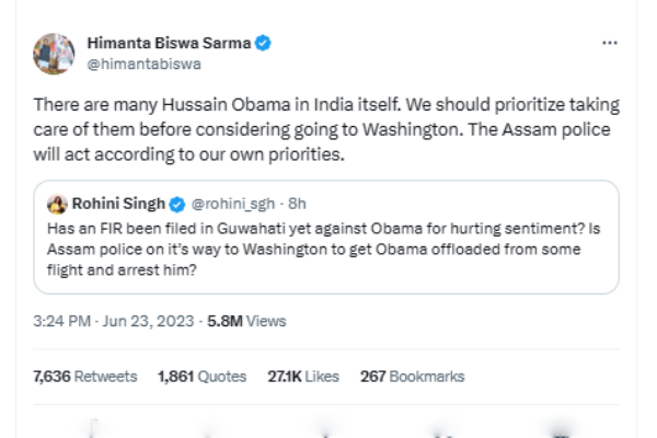 Hussain Obama: Assam CM Himanta Biswa Sarma tweet controversy: Opposition parties hit back 