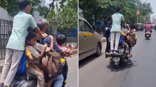 Man was riding a scooter with seven children as pillion passengers in Mumbai - Police arrest
