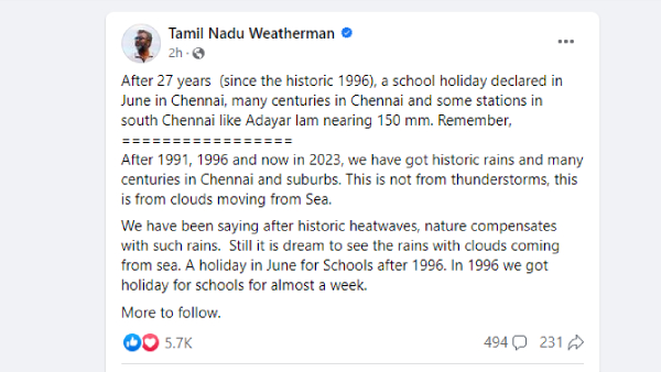 Rain poured 3 times in one night in Chennai Tamil Nadu Weatherman Pradeep john explains the reason 