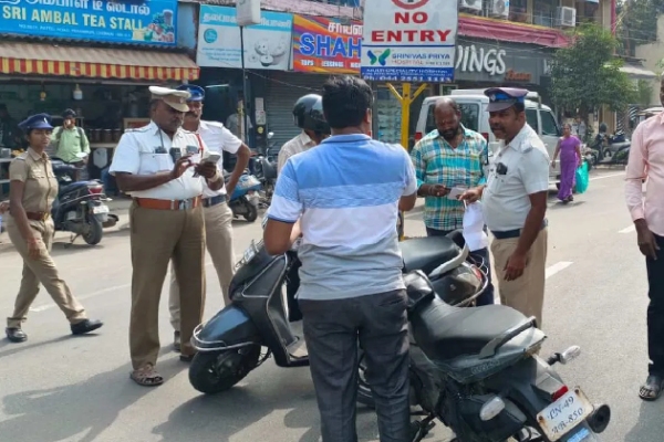 Police collected fines from 6,663 people in 156 locations in Chennai last two days 