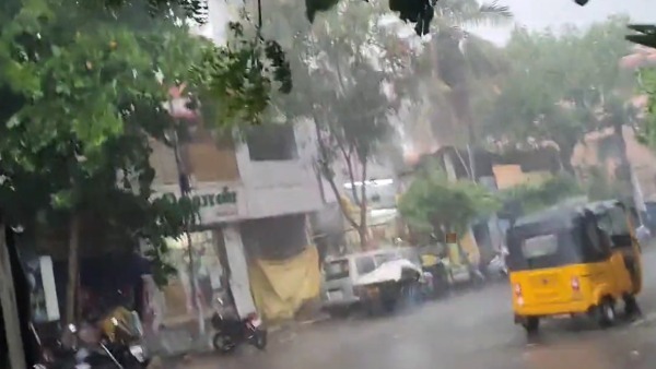 Rain in many areas at Chennai drops temparature and made climate chill 