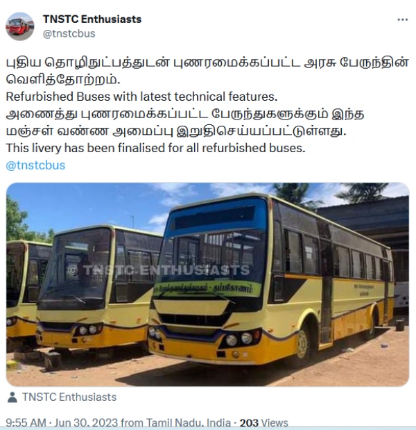 Tamil Nadu State Transport Corporation changing the color of the upgraded buses Tamil Nadu State Transport Corporation changing the color of the upgraded buses