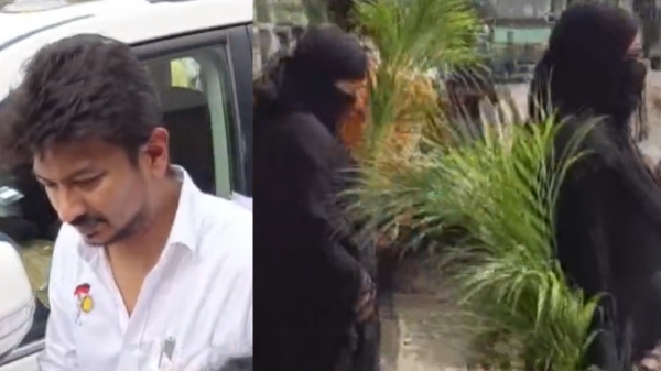 People takes away decoration tree in Udhayanidhi Stalin function in Tiruppathur 