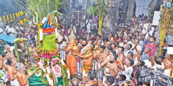  Sankarankoil Sri Sankaranarayana Swamy Temple Aadi Thabasu begins with flag hoisting 