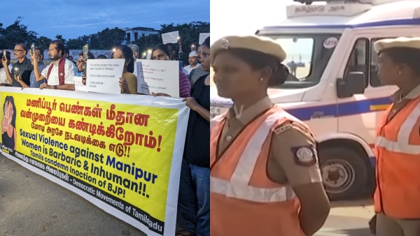 Police security has been beefed up at Chennai Marina beach as manipur violence 