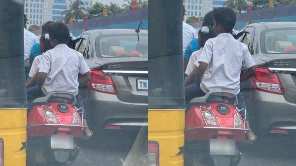  If you pick up school children without wearing a helmet, you will be fined by Chennai traffic police