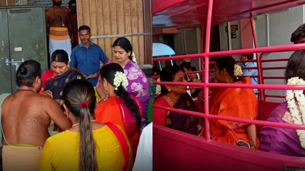 Mk Stalin wife Durga Stalin Sami darshan at Palani Murugan temple Mk Stalin wife Durga Stalin Sami darshan at Palani Murugan temple