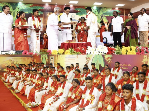 Stalin presided over the 34 couples marriages, on behalf of the Hindu Religious Endowment Dept 