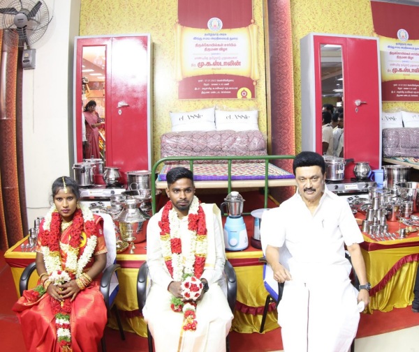 Stalin presided over the 34 couples marriages, on behalf of the Hindu Religious Endowment Dept 