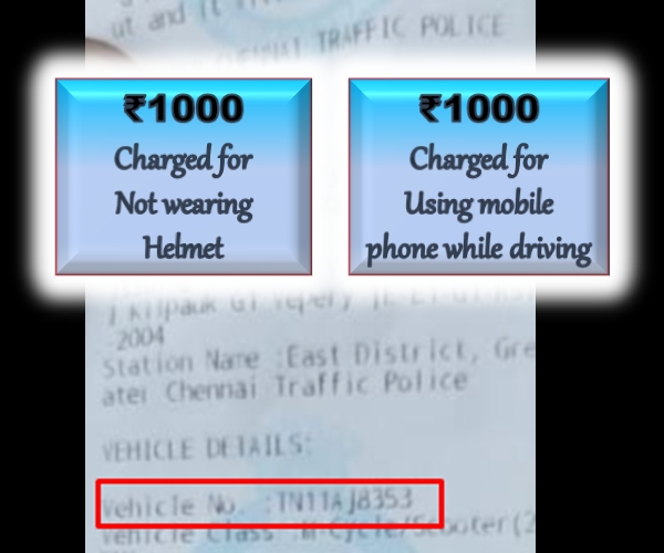 Chennai police fined who crossed the signal in egmore north station signal without helmet 