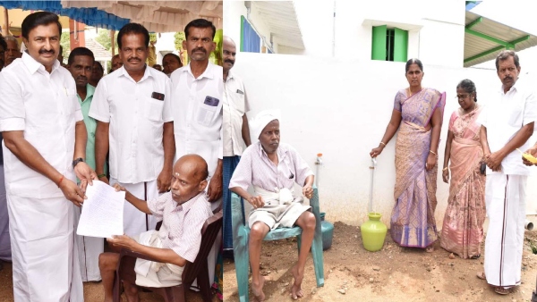 Minister MP Saminathan has given relief to a disabled person by providing a water pipe connection to his house within half hour Minister MP Saminathan has given relief to a disabled person by providing a water pipe connection to his house within half hour